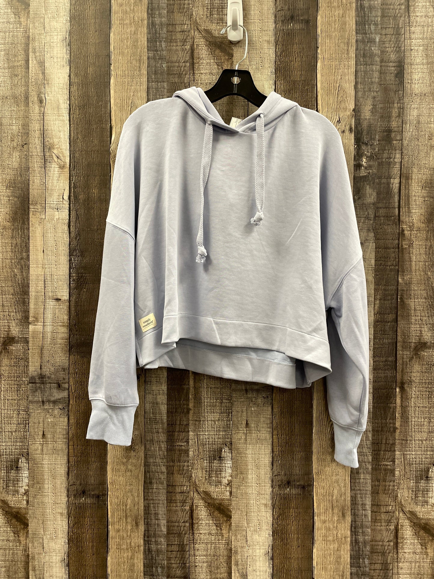 Sweatshirt Hoodie By Simply Southern In Light Blue, Size: L