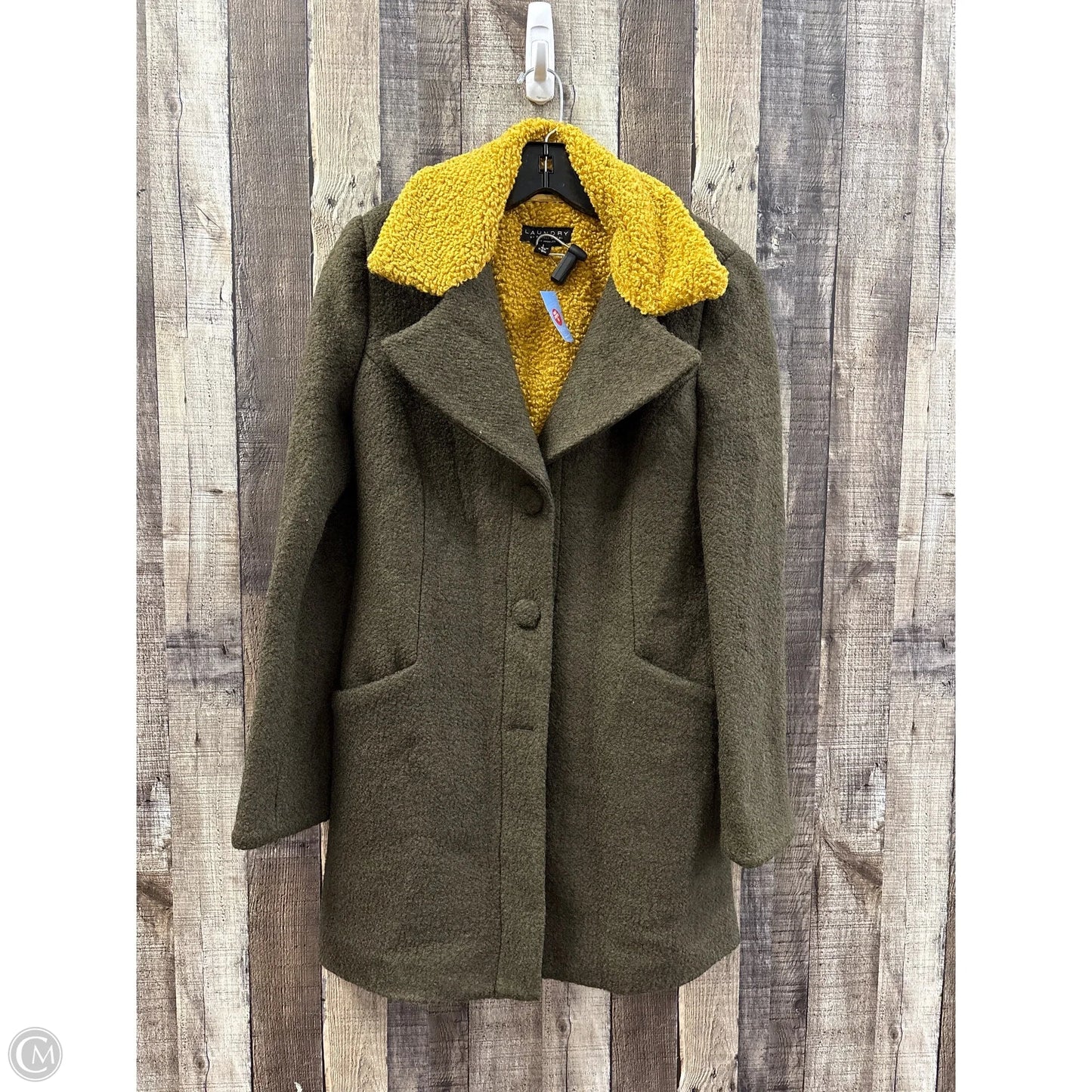 Coat Wool By Laundry In Green & Yellow, Size: M