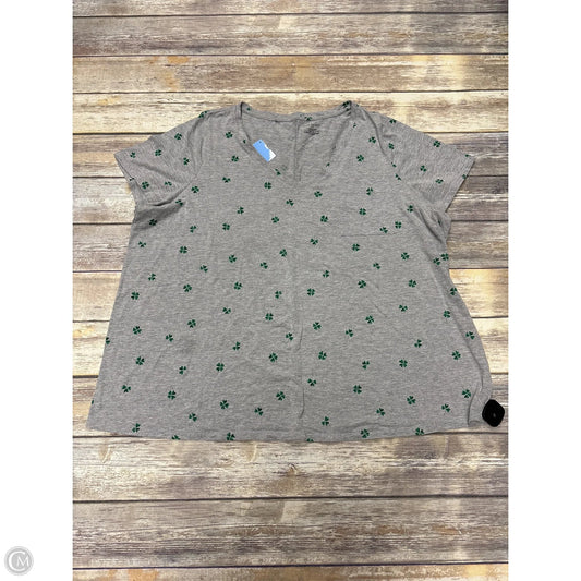 Top Short Sleeve By Lane Bryant In Green & Grey, Size: 4x