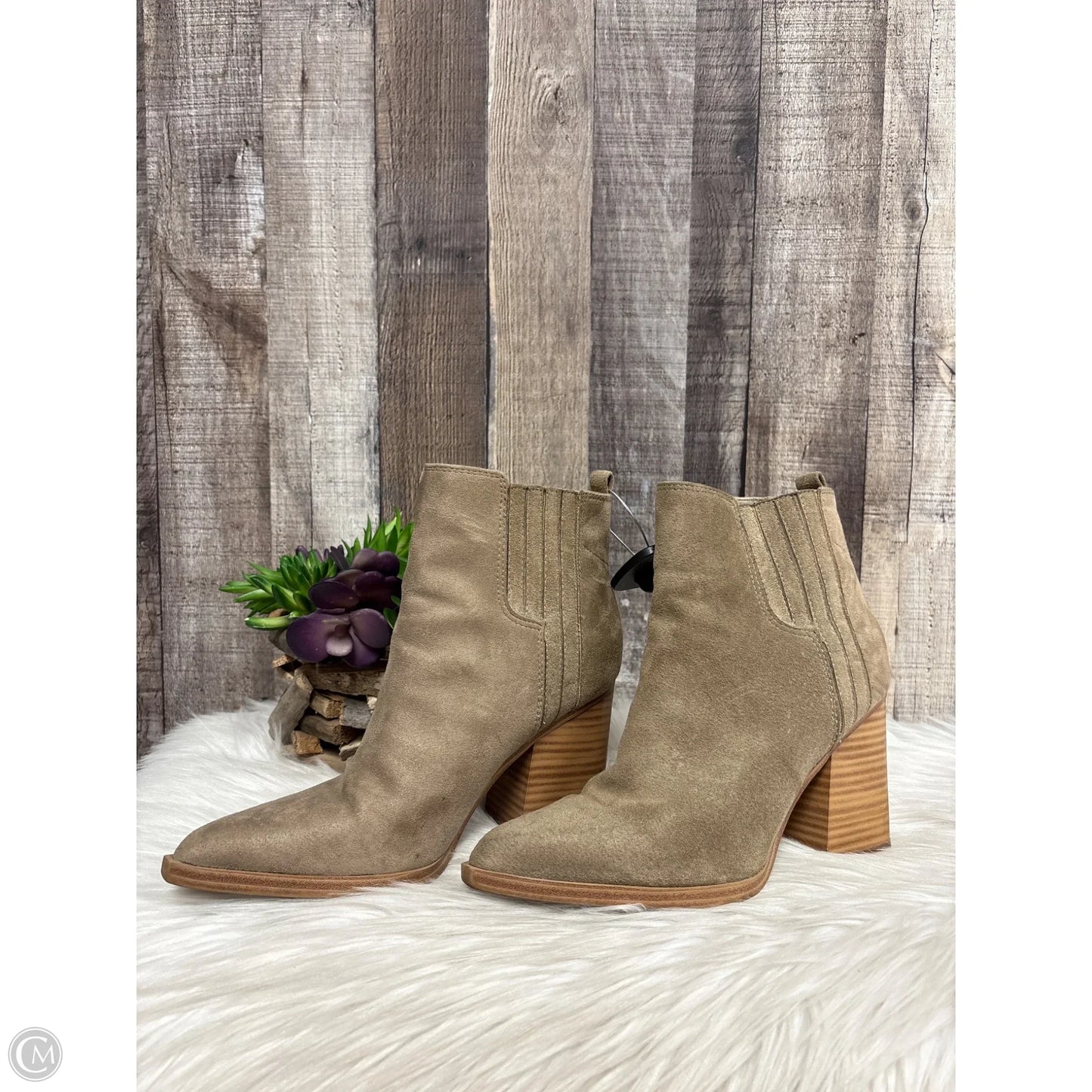 Boots Ankle Heels By Nine West In Tan, Size: 7