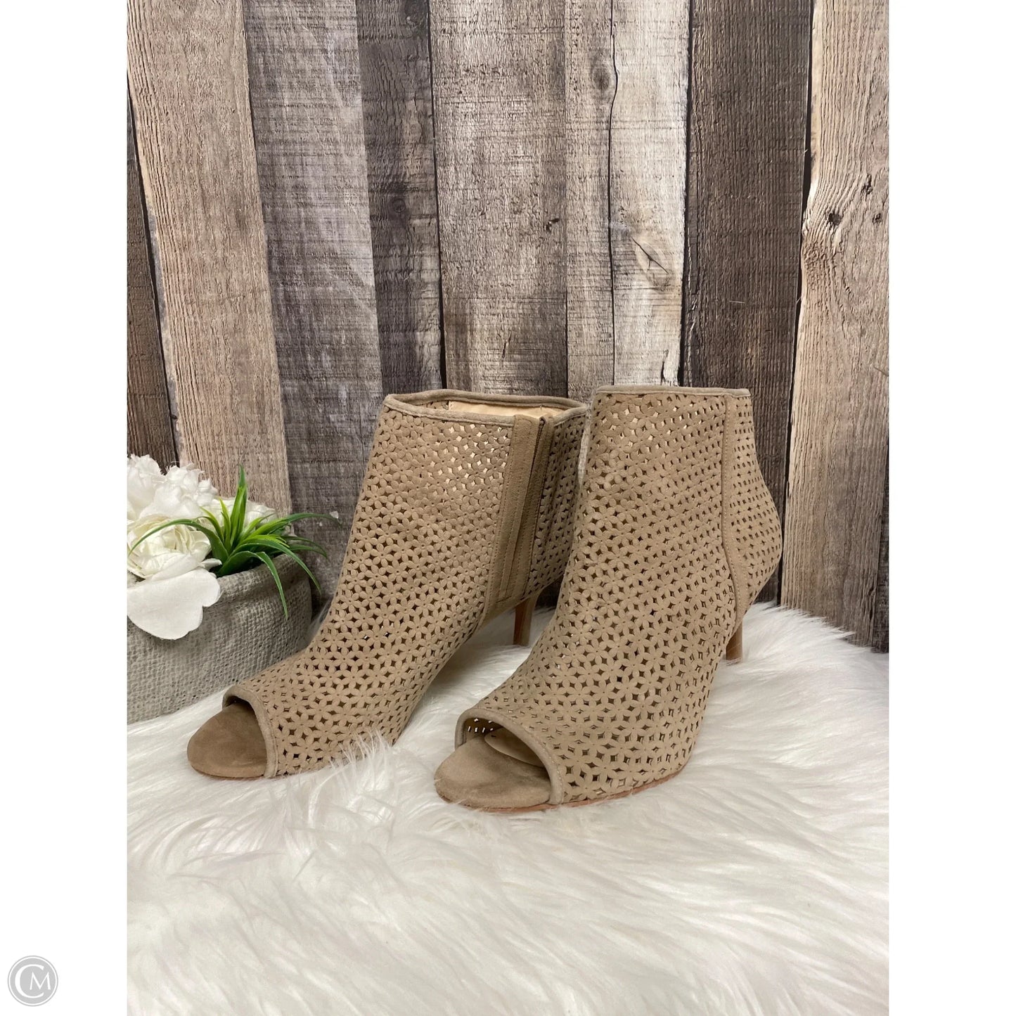 Boots Ankle Heels By Nine West In Tan, Size: 11