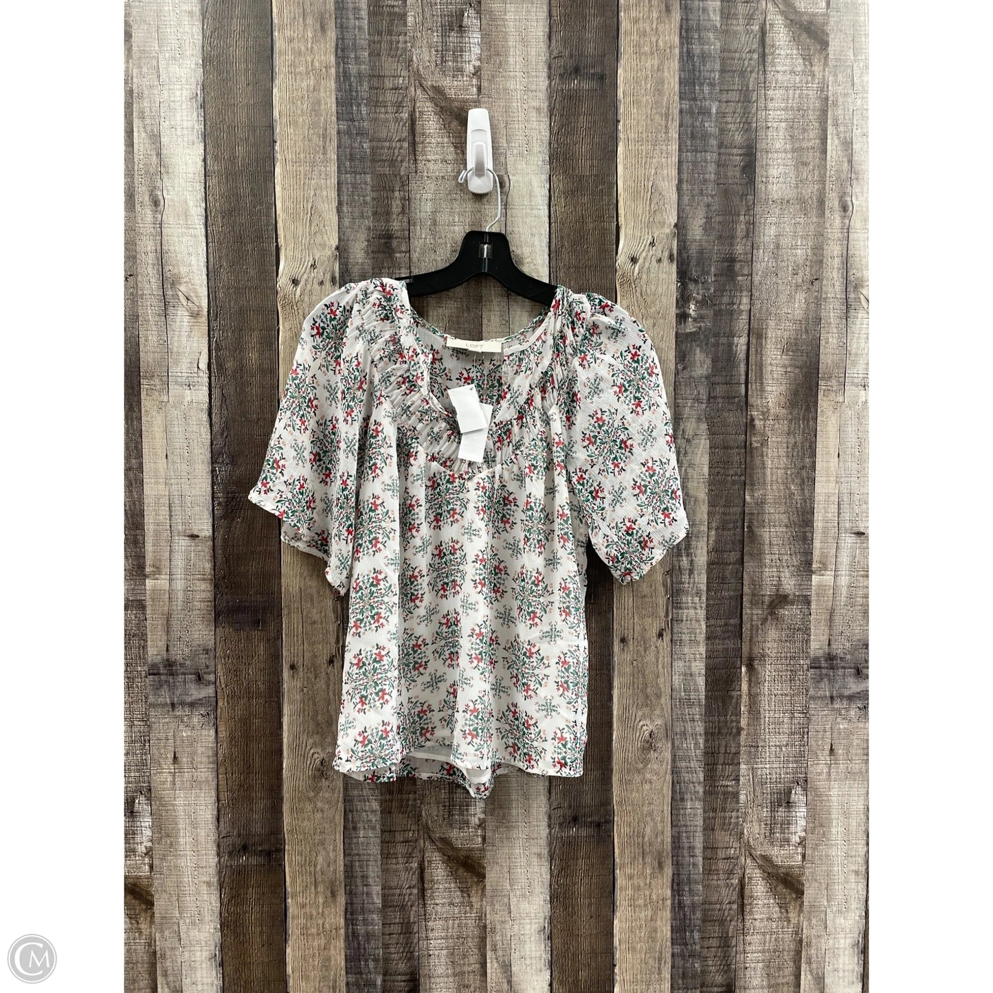 Top Short Sleeve By Loft In Floral Print, Size: Xxs