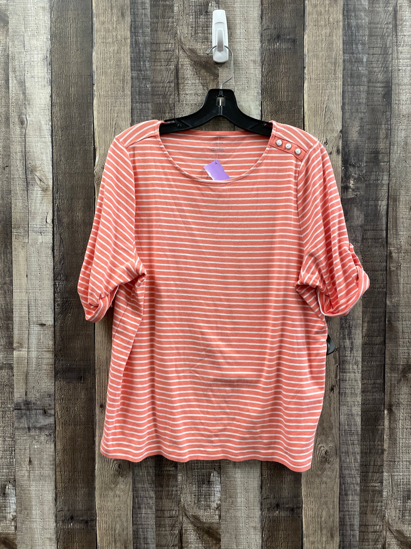 Striped Pattern Top Short Sleeve Cj Banks, Size 1x