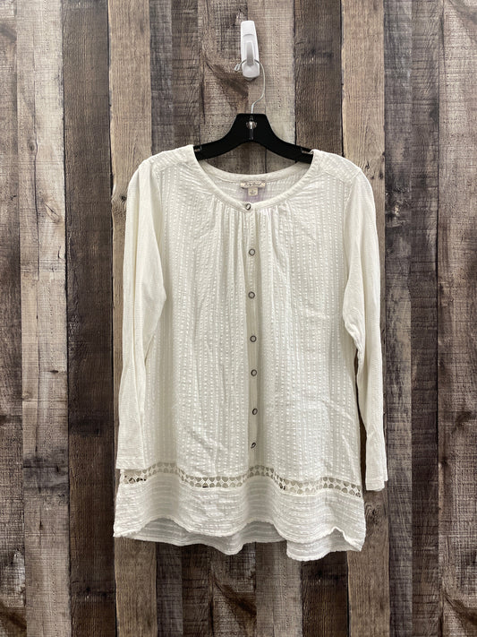 Top Long Sleeve By Lucky Brand In White, Size: L