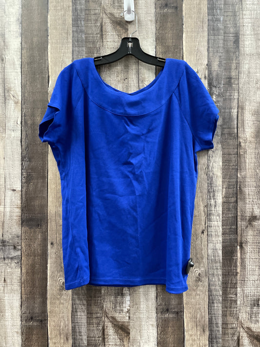 Blue Top Short Sleeve Rafaella, Size 2x