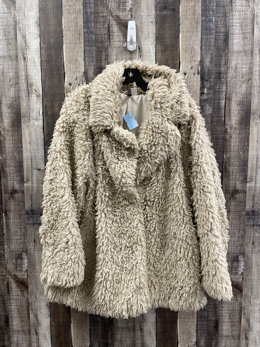 Coat Faux Fur & Sherpa By H&m In Tan, Size: Xl