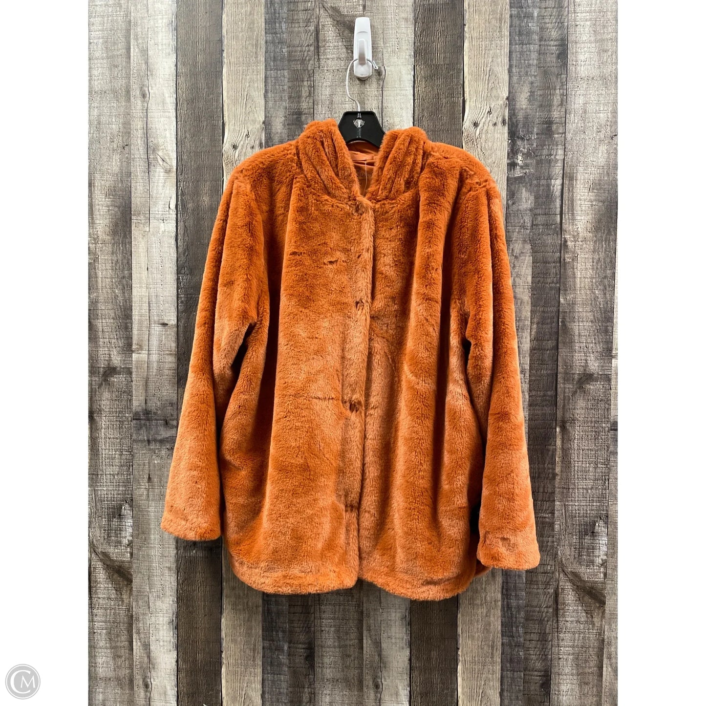 Jacket Faux Fur & Sherpa By Cuddl Duds In Orange, Size: M