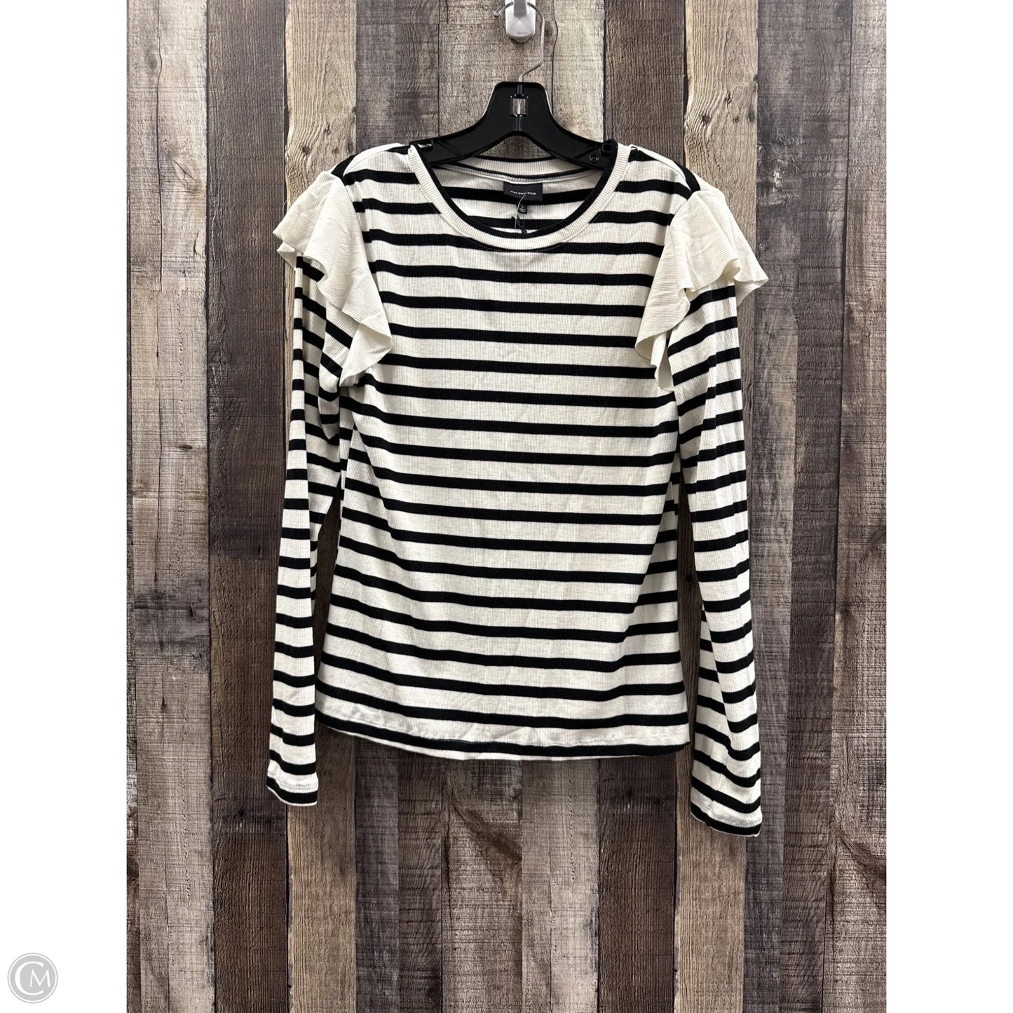 Top Long Sleeve By Who What Wear In Striped Pattern, Size: L