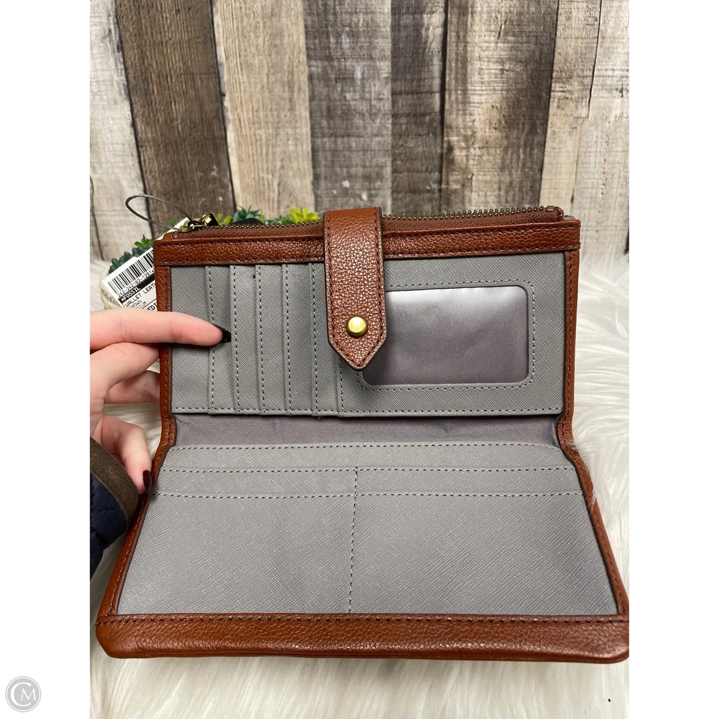 Wallet Leather By Fossil, Size: Medium