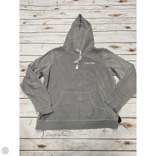 Sweatshirt Hoodie By Calvin Klein In Grey, Size: L