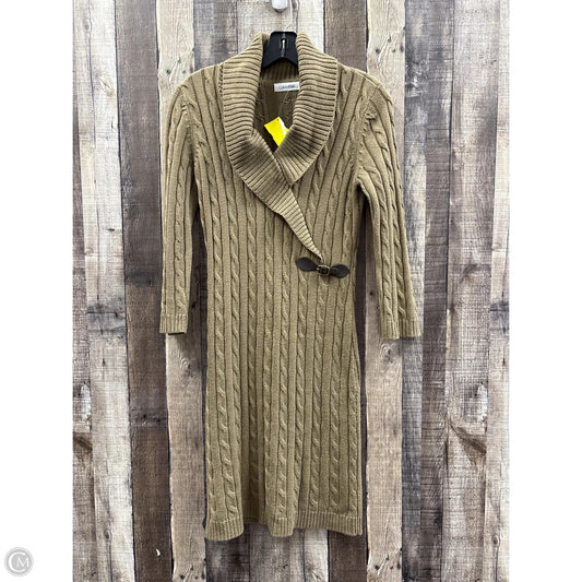Dress Sweater By Calvin Klein In Tan, Size: S
