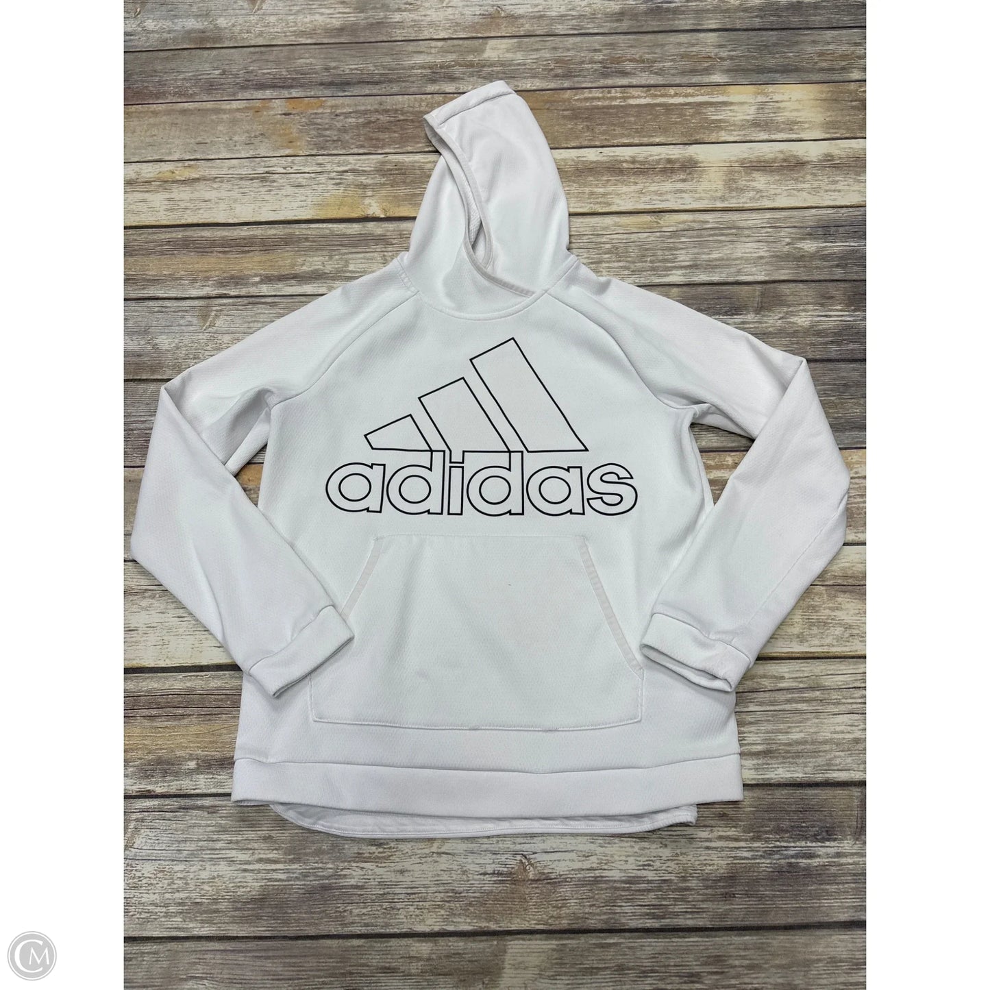 Athletic Sweatshirt Hoodie By Adidas In White, Size: S