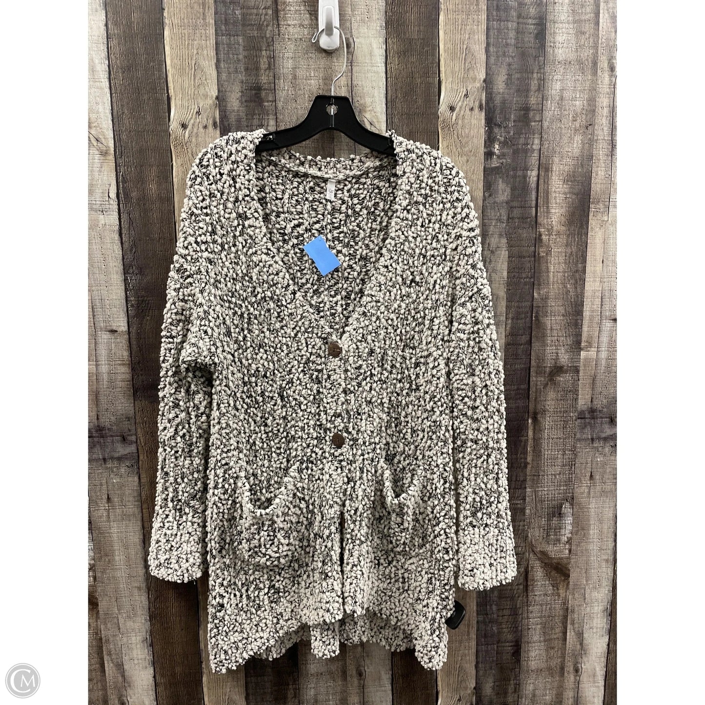 Sweater Cardigan By Cme In Black & Cream, Size: L