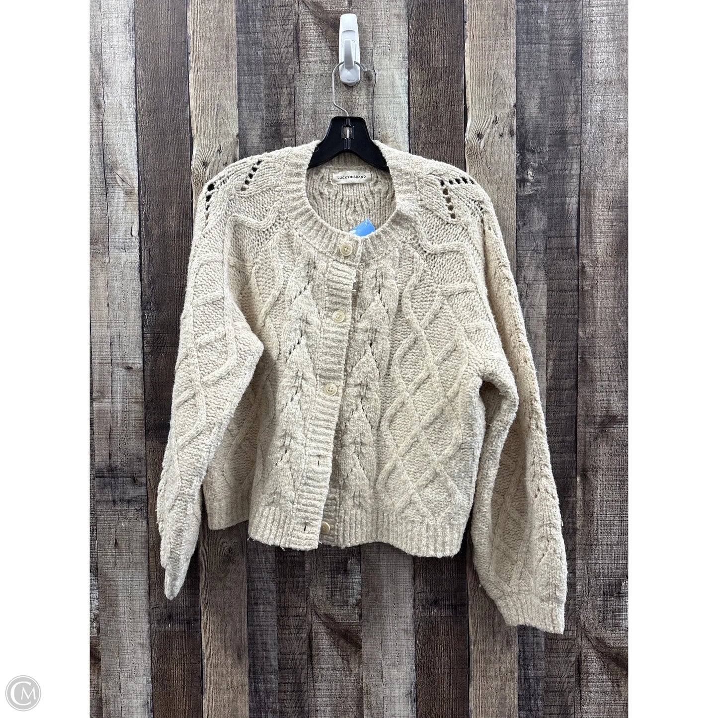 Sweater Cardigan By Lucky Brand In Cream, Size: M
