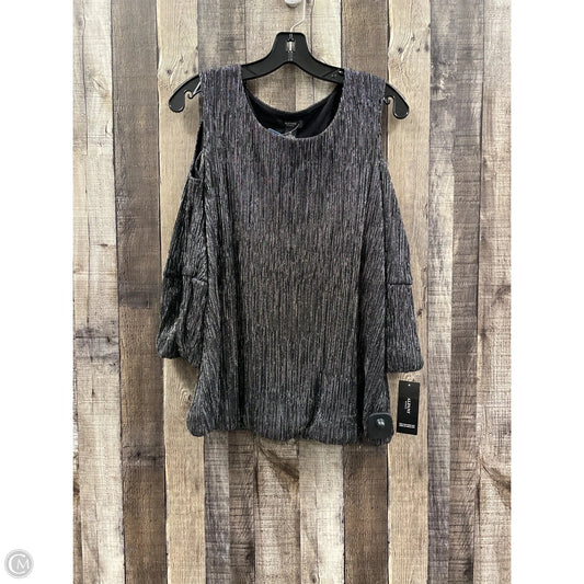 Top Long Sleeve By Top Moda In Black & Silver, Size: 1x