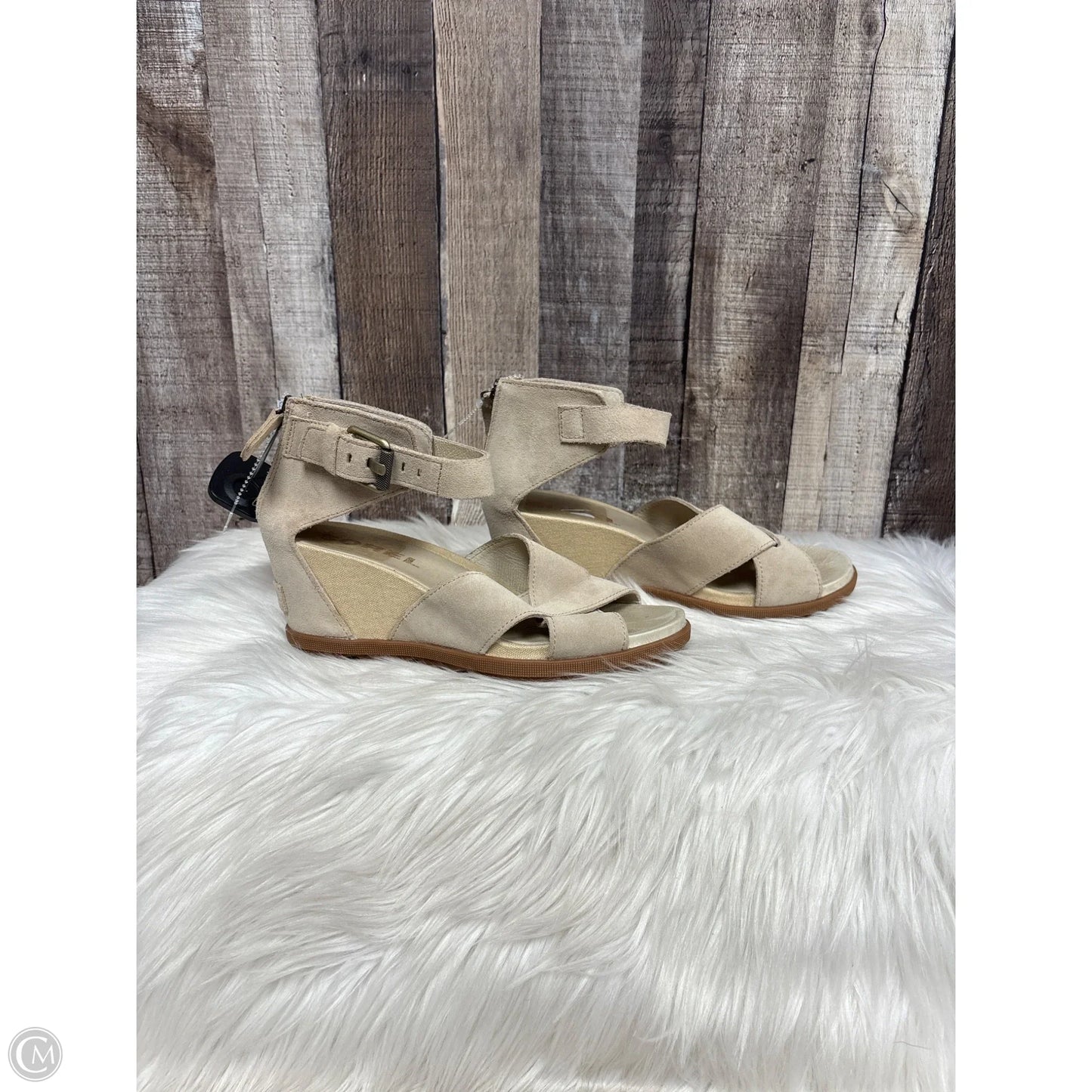 Sandals Heels Wedge By Sorel In Tan, Size: 8