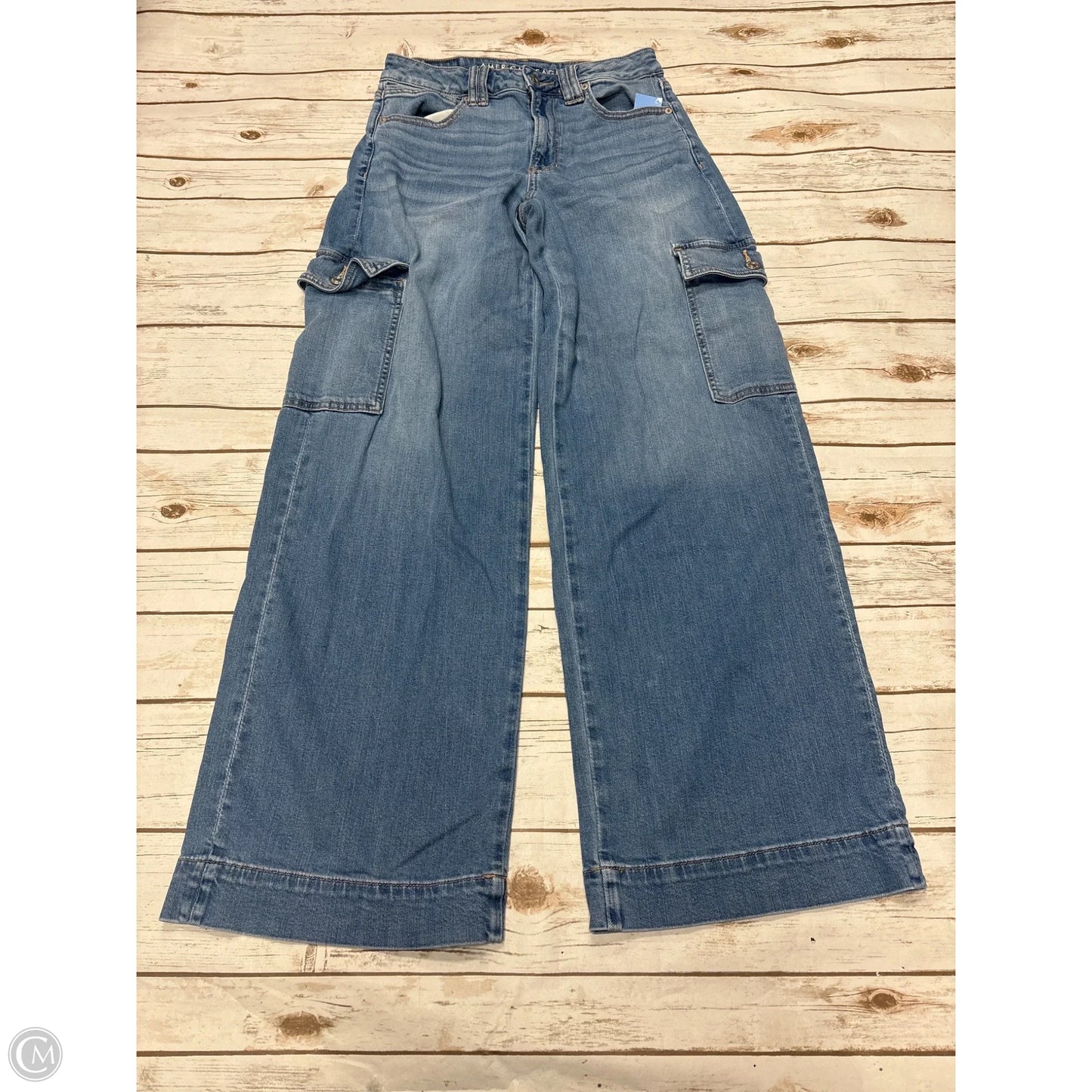 Jeans Wide Leg By American Eagle In Blue Denim, Size: 6