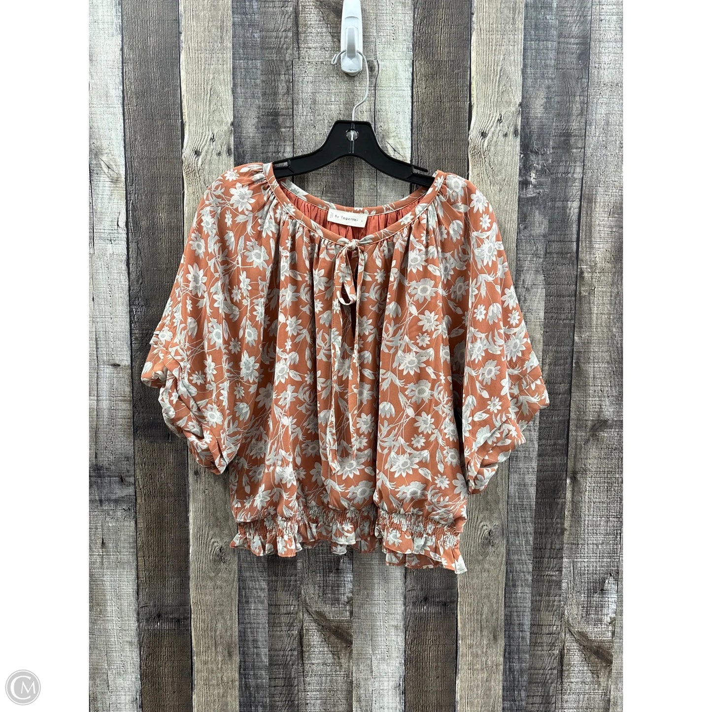 Top 3/4 Sleeve By By Together In Floral Print, Size: L
