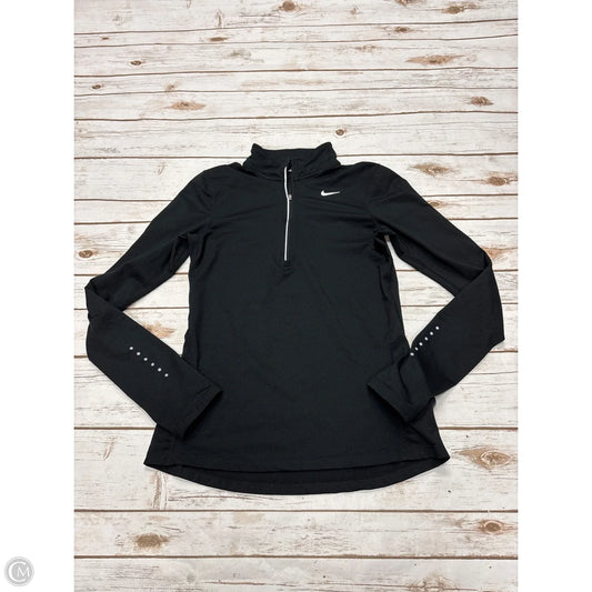 Athletic Top Long Sleeve Collar By Nike In Black, Size: Xs