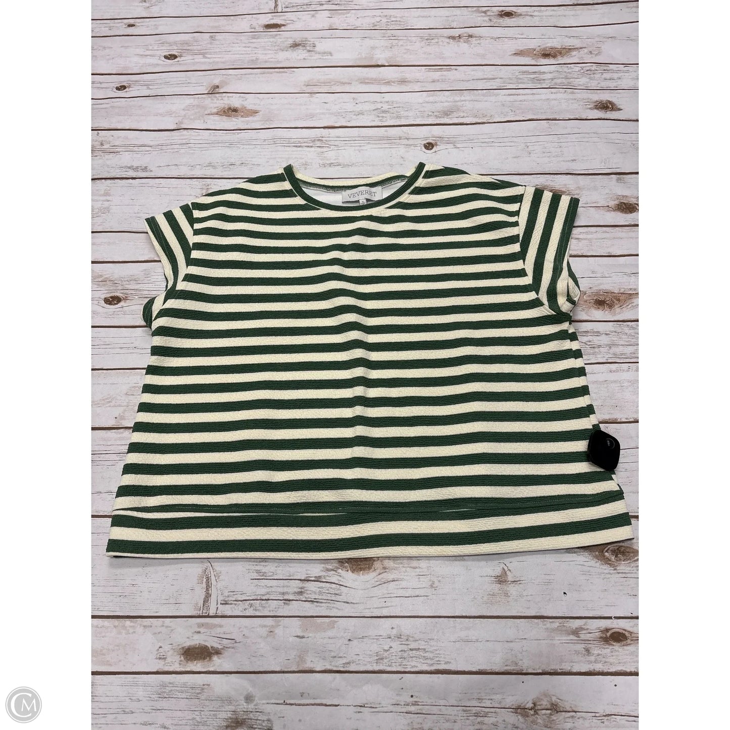 Top Short Sleeve By Veveret In Cream & Green, Size: S