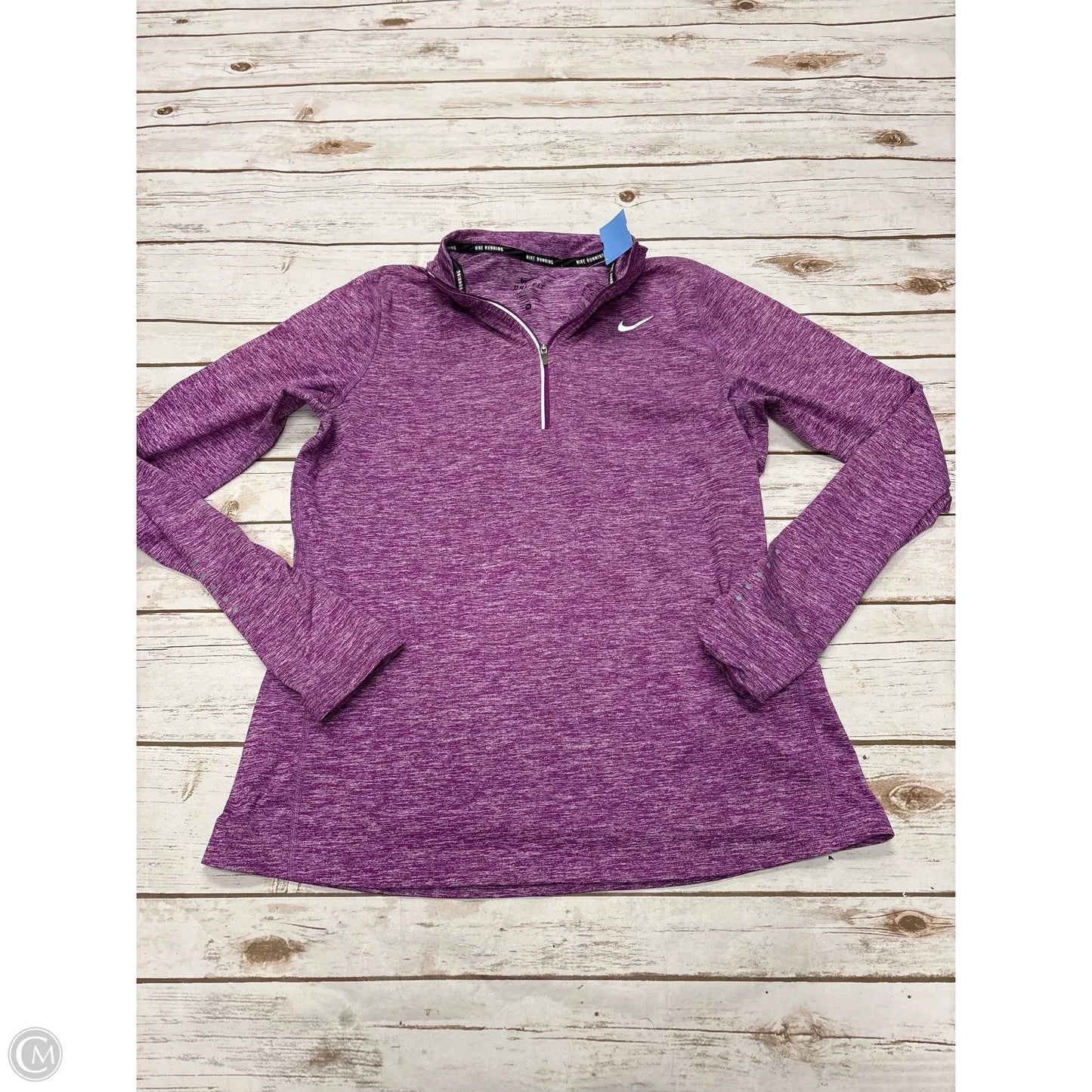 Athletic Top Long Sleeve Collar By Nike In Purple, Size: M