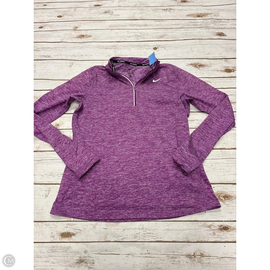 Athletic Top Long Sleeve Collar By Nike In Purple, Size: M
