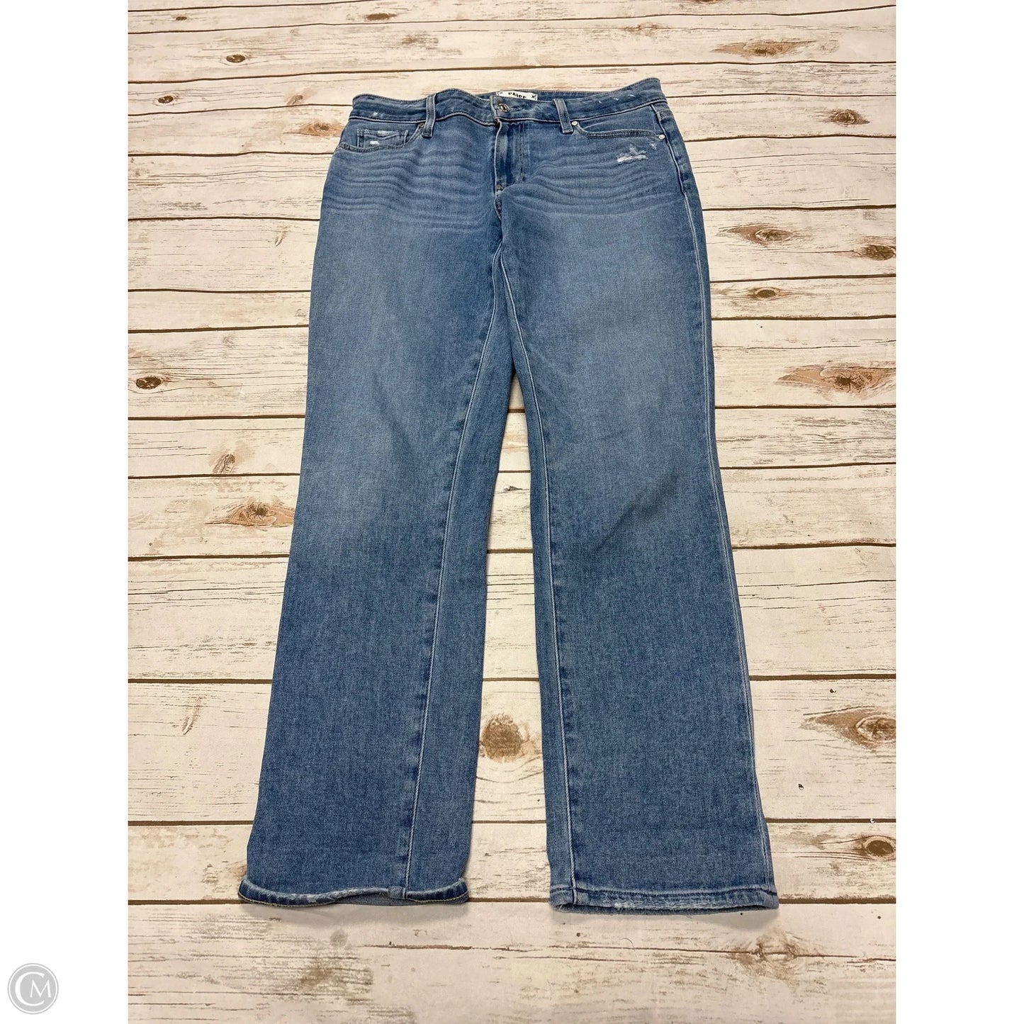 Jeans Straight By Paige In Blue Denim, Size: 4