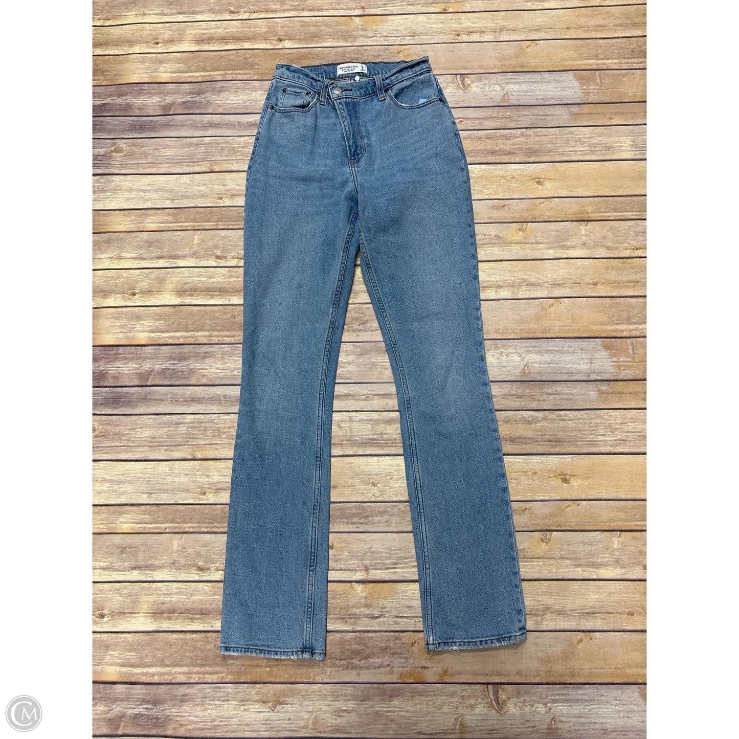 Jeans Straight By Abercrombie And Fitch In Blue Denim, Size: 0