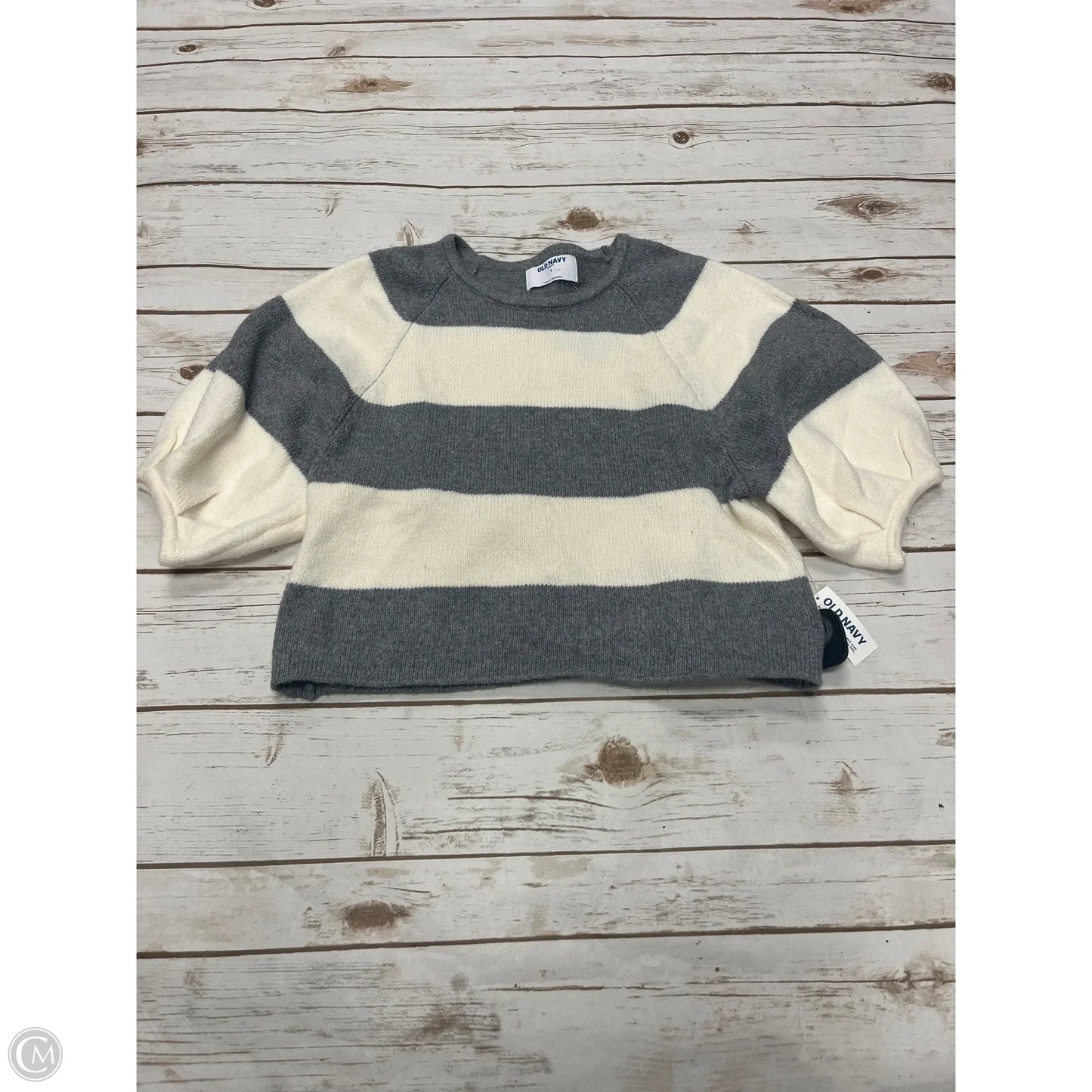 Sweater Short Sleeve By Old Navy In Cream & Grey, Size: S