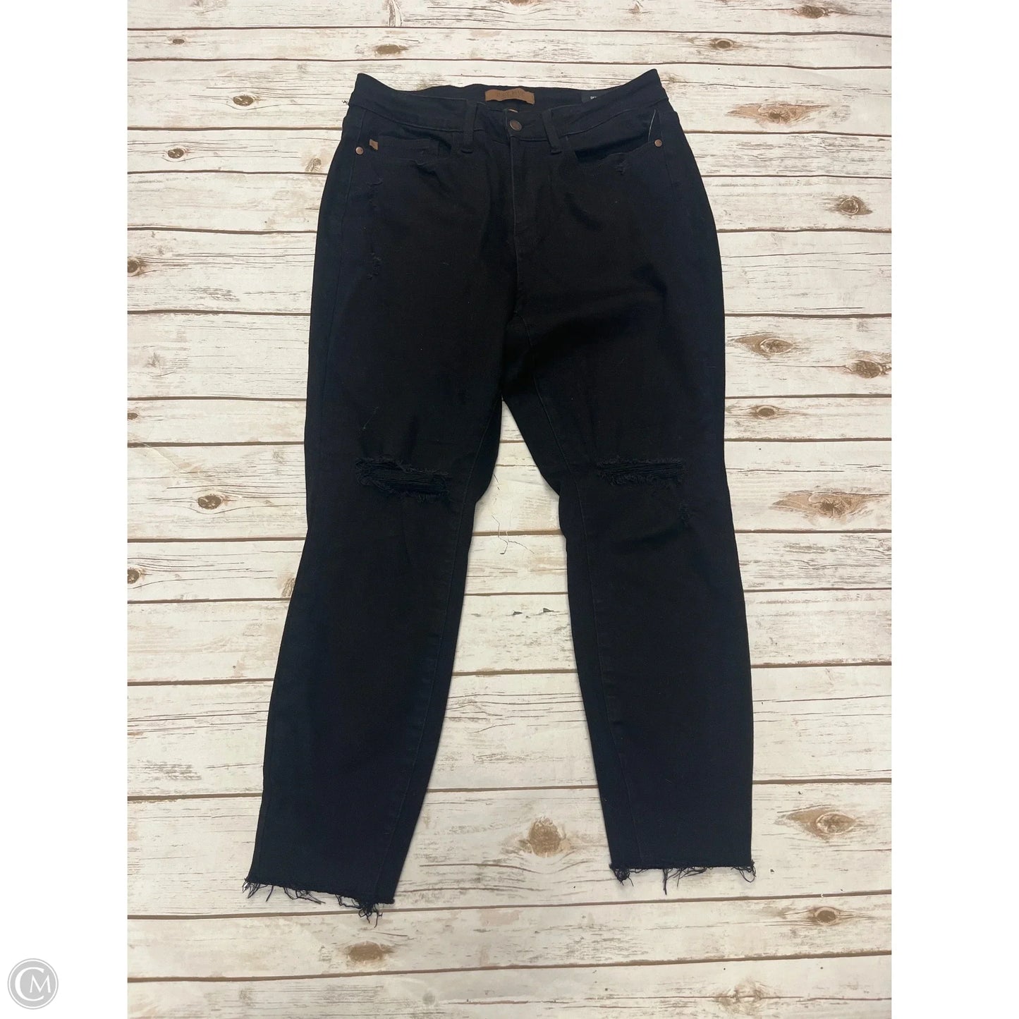 Jeans Straight By Judy Blue In Black Denim, Size: 14