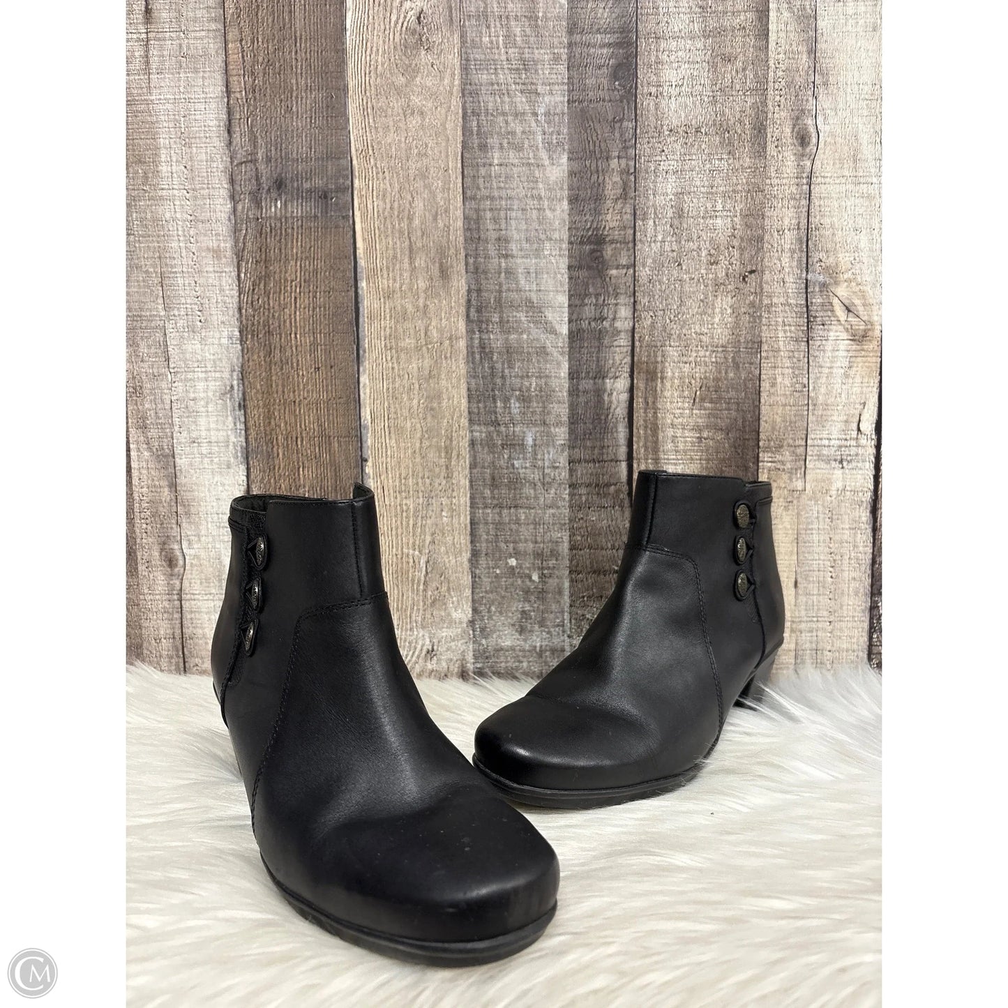 Boots Ankle Heels By Clarks In Black, Size: 9