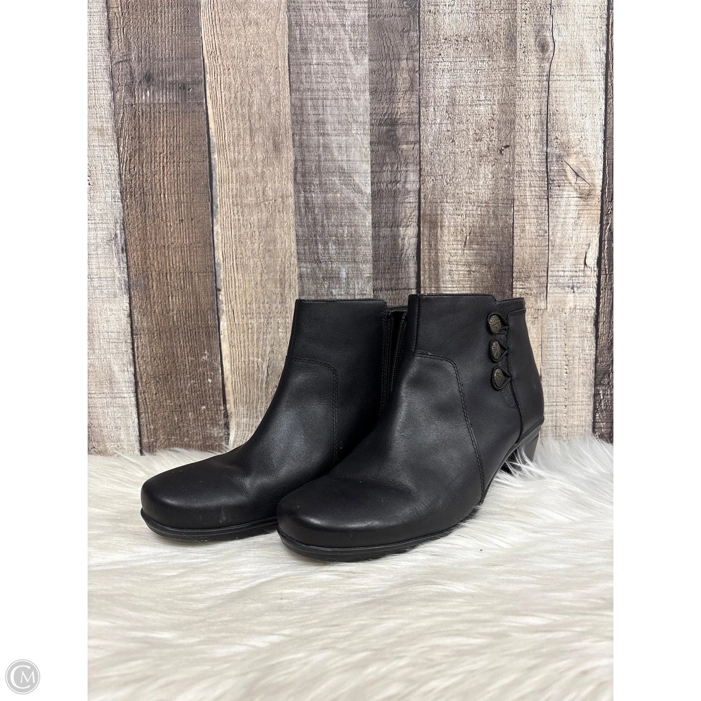 Boots Ankle Heels By Clarks In Black, Size: 9