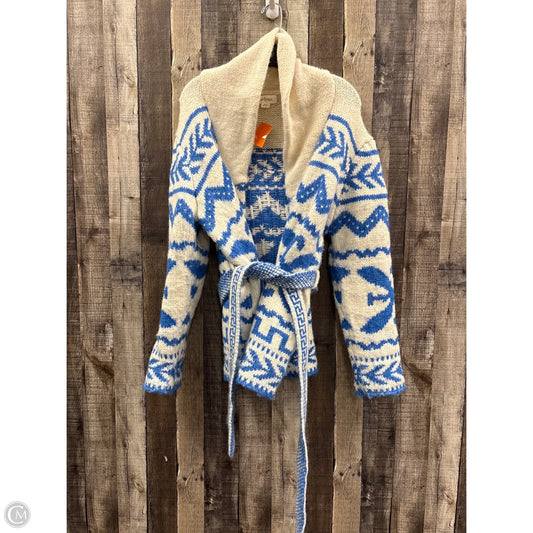 Sweater Cardigan By Cme In Blue & Cream, Size: M