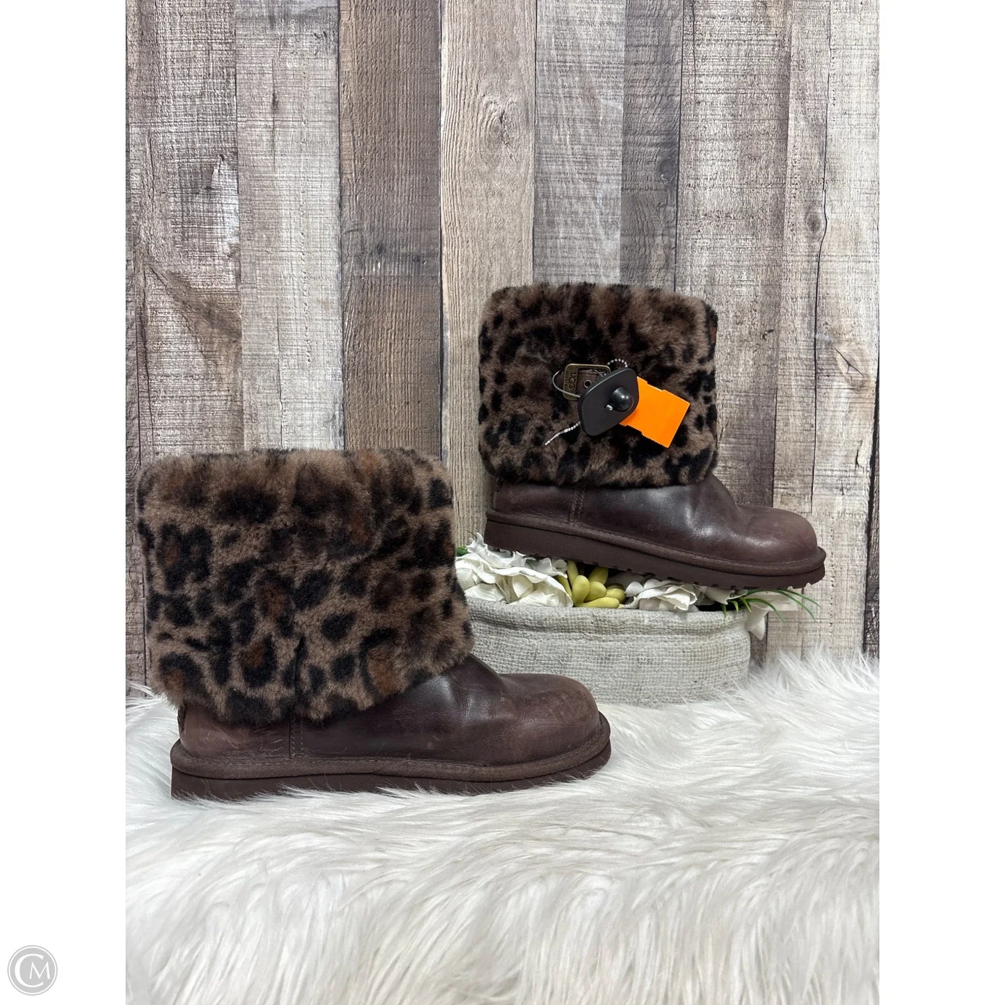 Boots Designer By Ugg In Brown, Size: 5