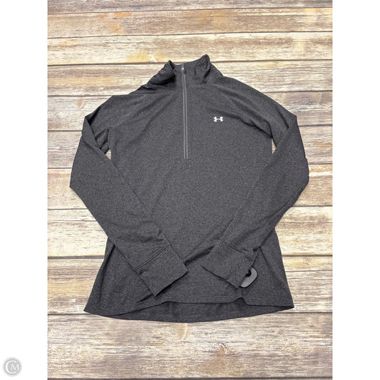 Athletic Top Long Sleeve Collar By Under Armour In Grey, Size: S