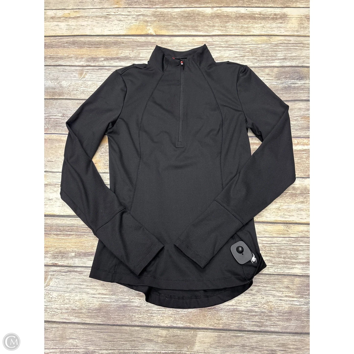 Athletic Top Long Sleeve Collar By Spyder In Black, Size: S