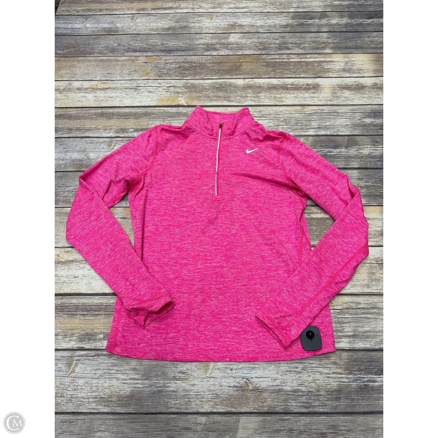 Athletic Top Long Sleeve Collar By Nike In Pink, Size: M