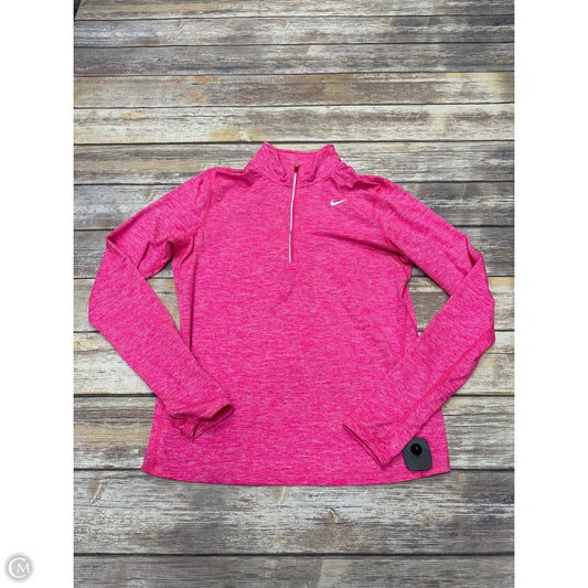 Athletic Top Long Sleeve Collar By Nike In Pink, Size: M