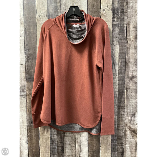 Athletic Top Long Sleeve Collar By Rbx In Brown, Size: Xxl