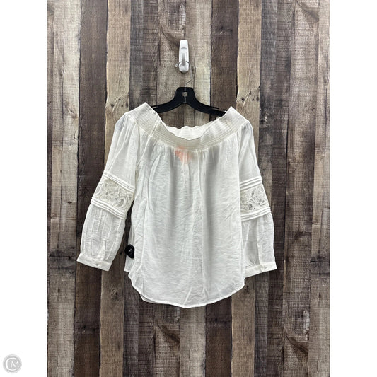 Top Long Sleeve By Blu Pepper In White, Size: S