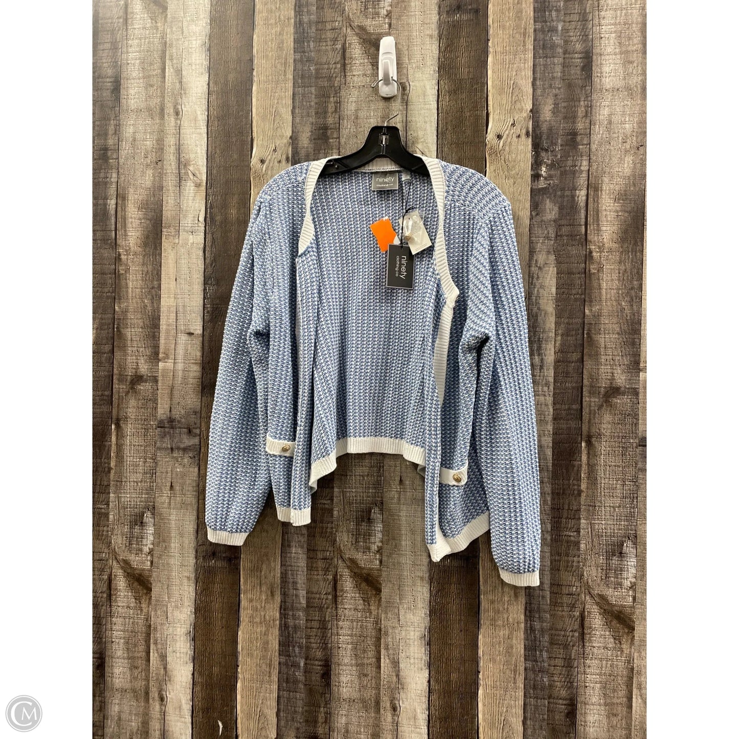 Sweater Cardigan By Ninety Woman In Blue, Size: Xl