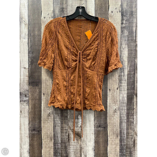 Top Short Sleeve By Shein In Brown, Size: M