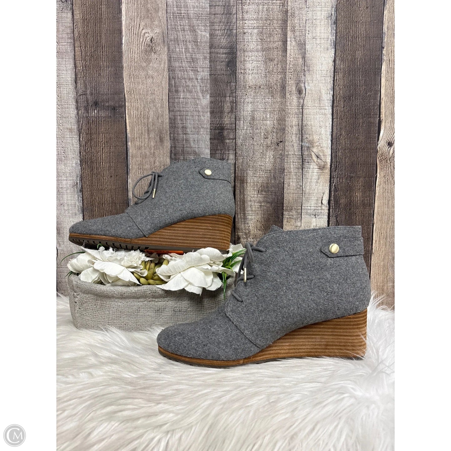 Boots Ankle Heels By Dr Scholls In Grey, Size: 9.5