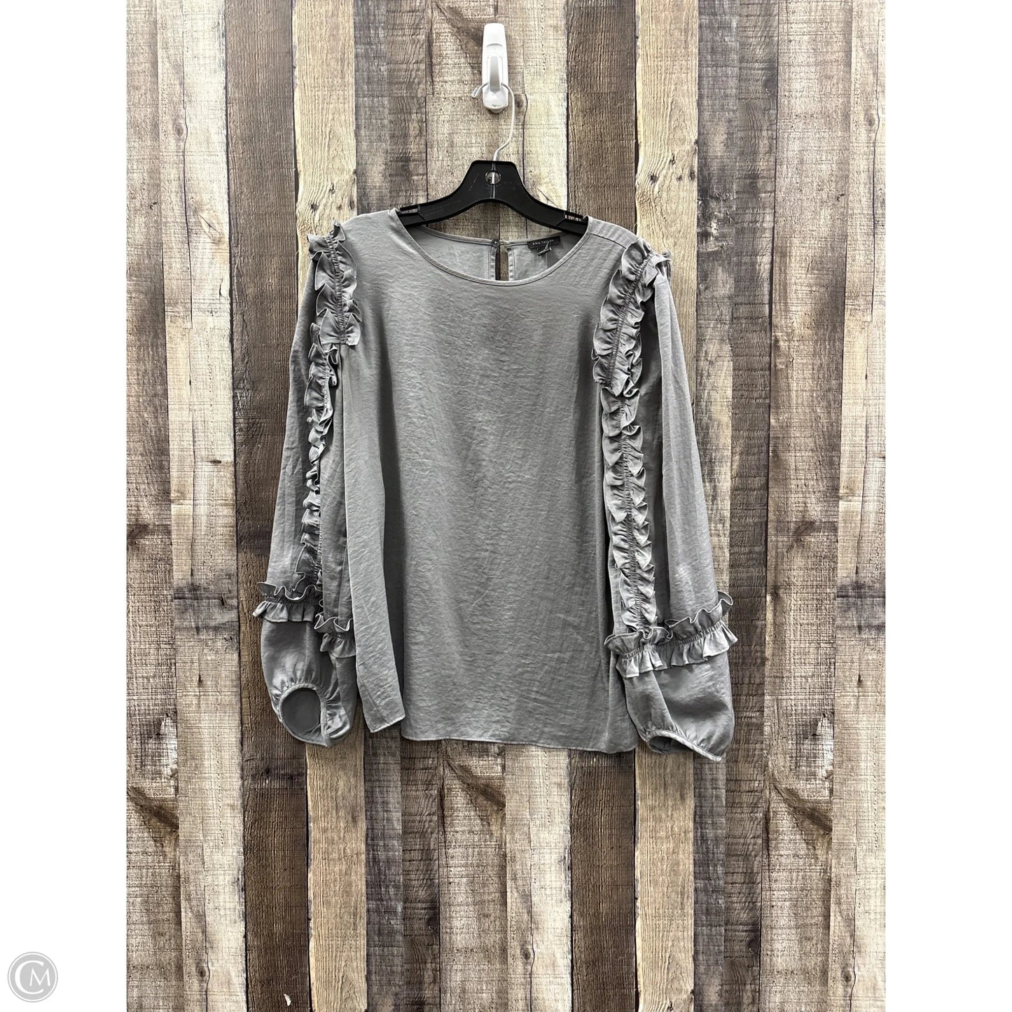 Top Long Sleeve By Ann Taylor In Grey, Size: S