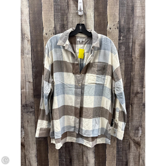 Top Long Sleeve By Madewell In Checkered Pattern, Size: L