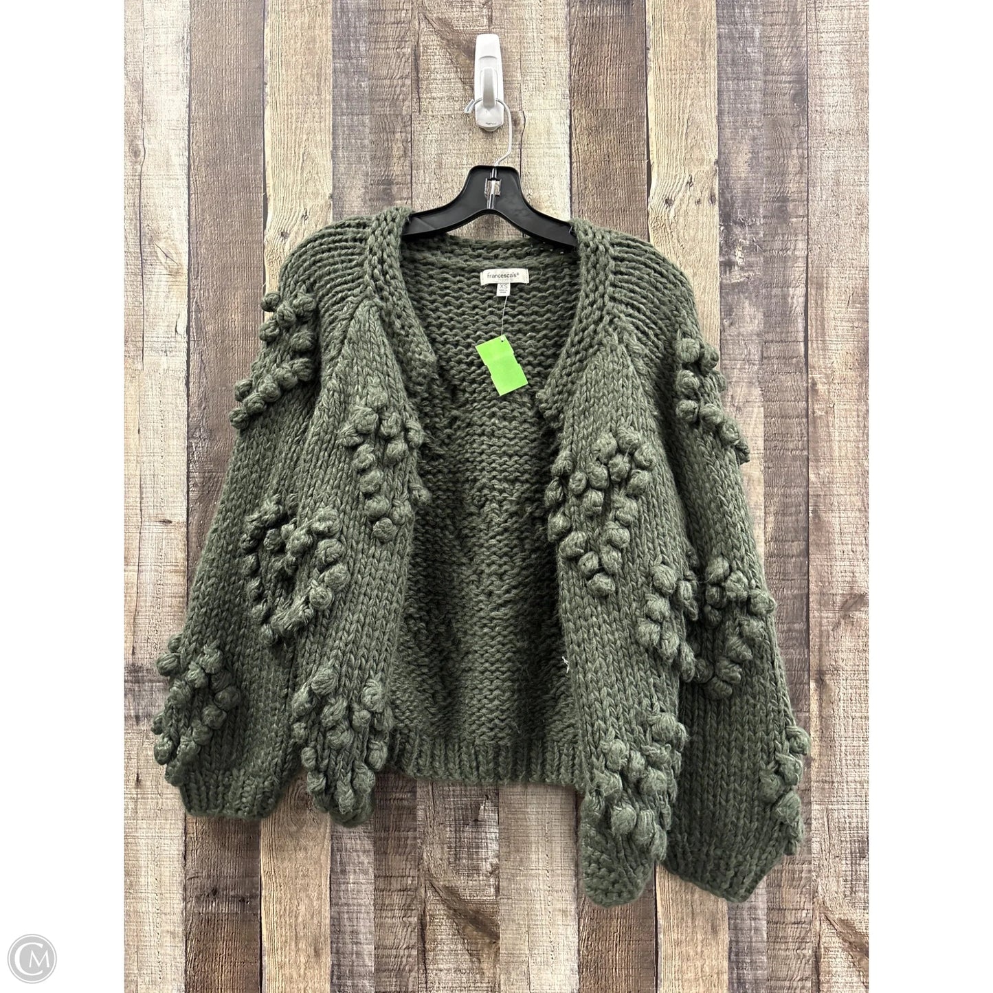 Sweater Cardigan By Francesca's In Green, Size: Xs
