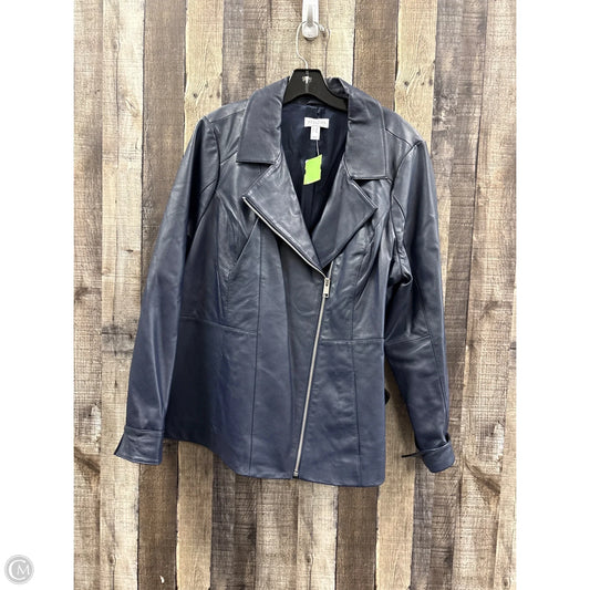 Jacket Leather By D&co. In Navy, Size: 1x