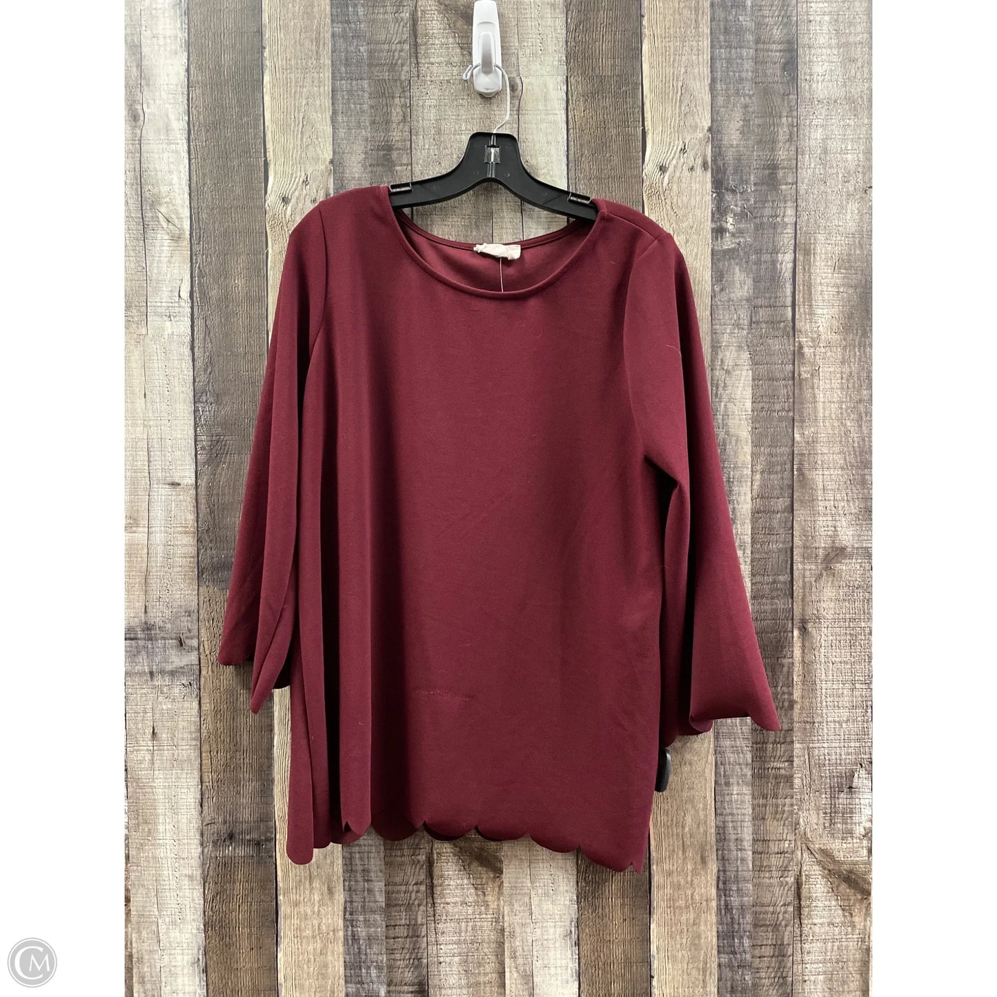 Top Long Sleeve By Betseys Boutique Shop In Maroon, Size: L