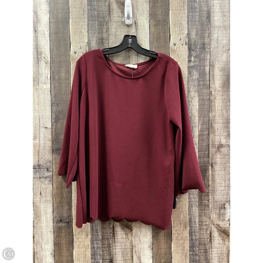 Top Long Sleeve By Betseys Boutique Shop In Maroon, Size: L