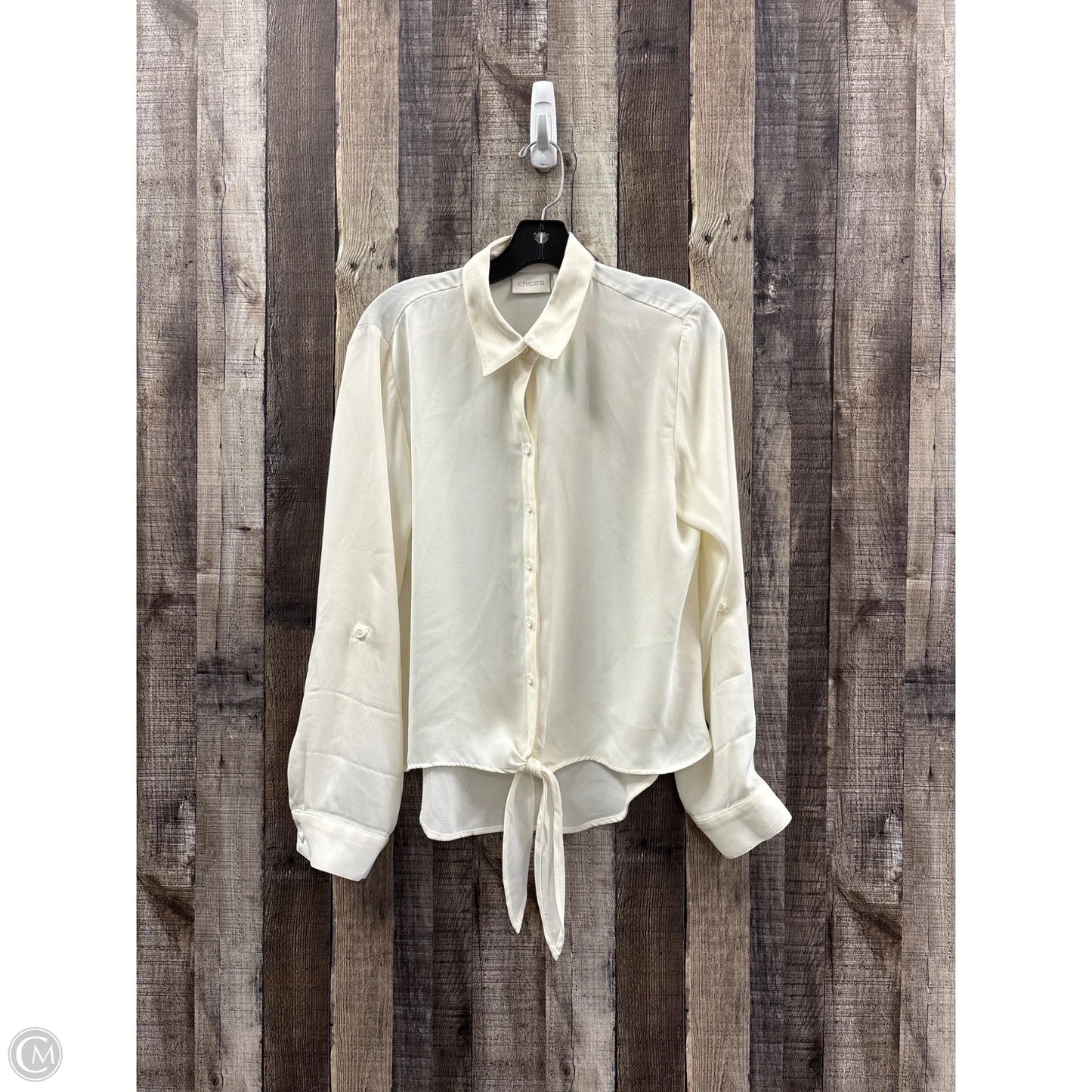 Top Long Sleeve By Chicos In Cream, Size: M